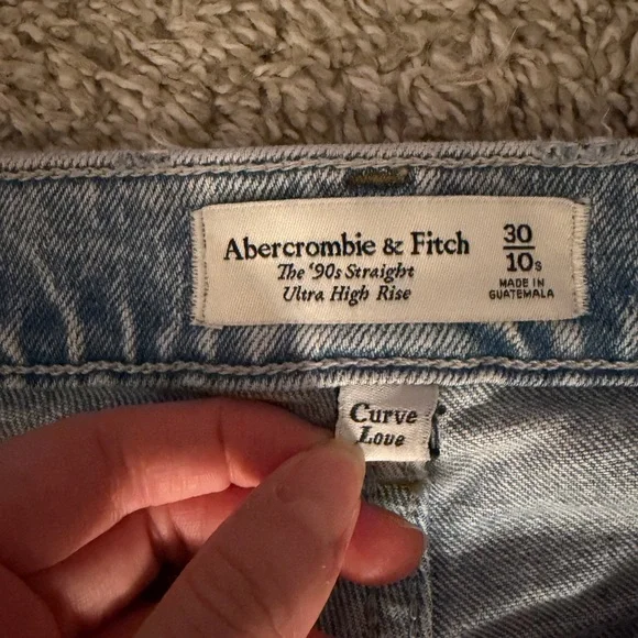 Abercrombie & Fitch Curve Love Light Blue Straight Leg Jeans - Picture 5 of 5